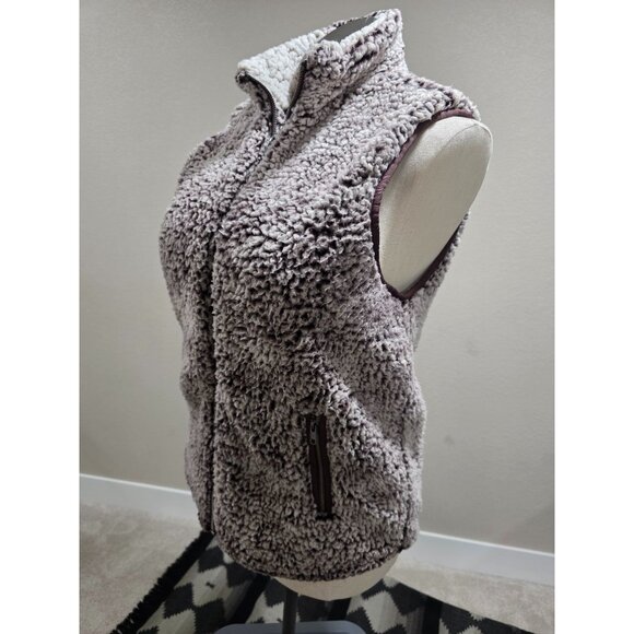 Thread & Supply Womens Sherpa Zip-Up Vest Medium 100% Polyester Brown - Picture 3 of 8
